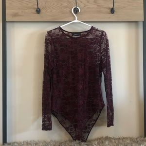 Plus size Long Sleeve Lace Bodysuit